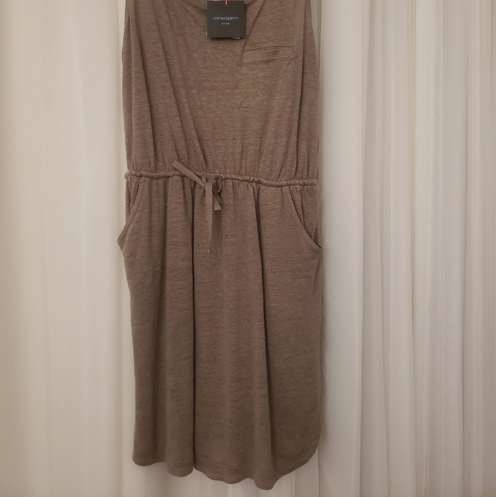CYNTHIA ROWLEY Racerback drawstring Linen dress - Picture 2 of 6